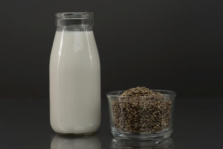 Photo of hemp seeds and milk.